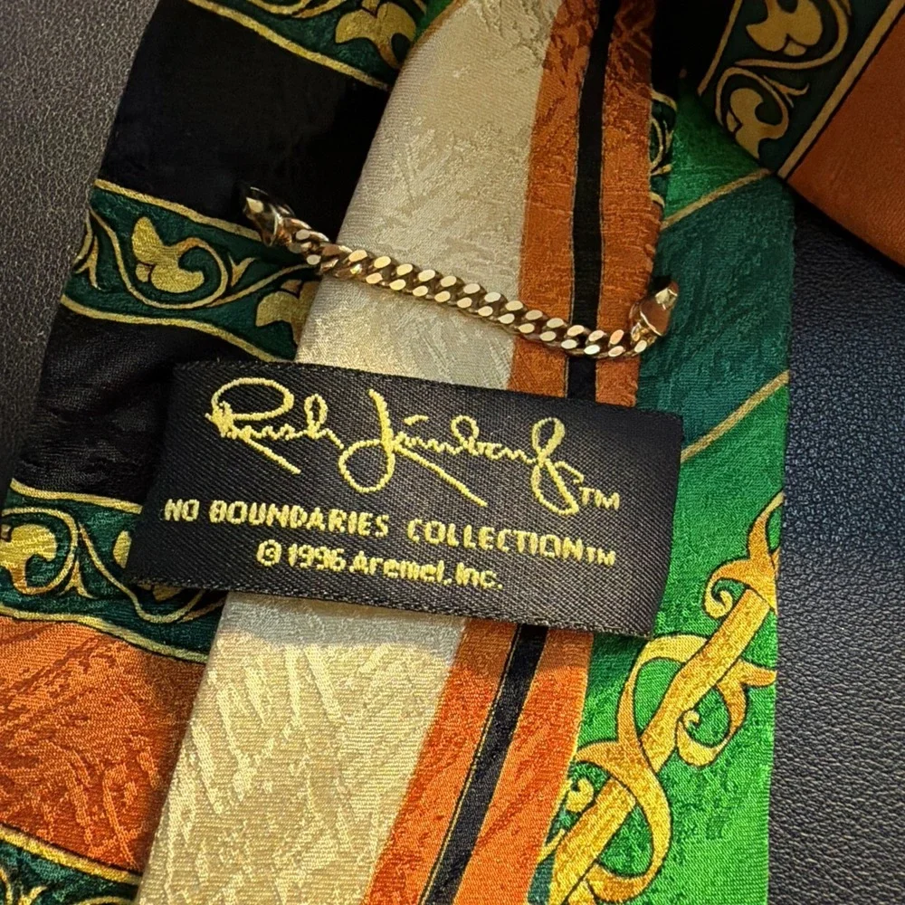RUSH LIMBAUGH No Boundaries Mens 100% Silk Tie USA Geometric Abstract